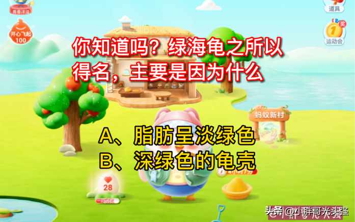 蚂蚁庄园6月5日答案最新（你知道吗？绿海龟之所以得名，主要是因为什么原因？蚂蚁庄园）-第3张图片-拓城游