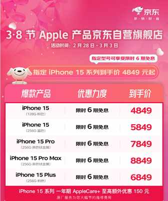 （iPhone 15官旗全系降至历史最低价 京东Apple产品全线大降价）