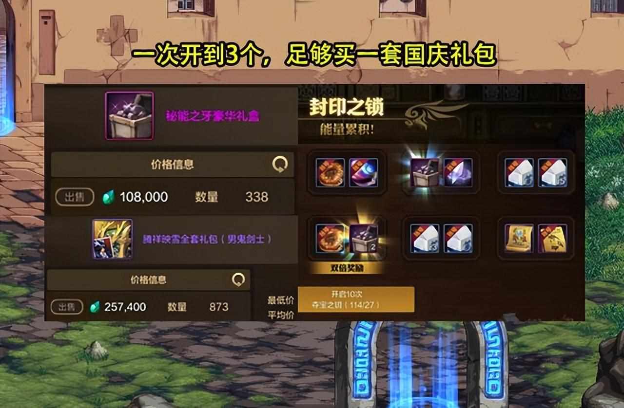 dnf国庆套多少钱一套（DNF手游：国庆版本4大欧皇行为！白嫖1套礼包，天空不到30手一套）-第7张图片-拓城游